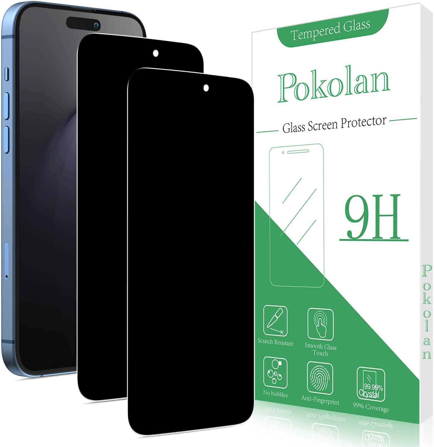 Pokolan 2 Pezzi ‌Blu Privacy Pellicola per iPhone 16 Pro