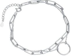 Magar Silver Srebrna bransoletka z podwójnym łańcuszkiem i kółkiem SL-Z1831BR
