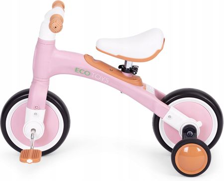 Ecotoys Rower Rowerek Biegowy Z Pedałami Treningowy Kółka Boczne 3W1 Różowy Ecoto - zdjęcie 6