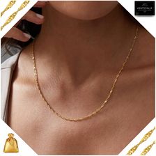 Golden Haus Złoty Łańcuszek Damski Singapur 50 CM Srebro Próba 925 Pozłacany