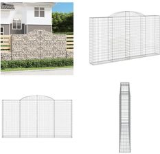 vidaXL Gabion Z Wysokim Łukiem 300X30X160/180cm Ocynkowane Żelazo Ściana Gabionowa