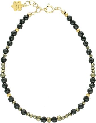 Diament Srebrna bransoletka damska 925 kamienie naturalne turmalin, hematyt, piryt