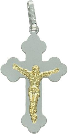 Diament Srebrna zawieszka pokryty złotem krzyż z wizerunkiem Jezusa Chrystusa