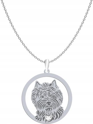 Mejk Jewellery Naszyjnik Srebrny z psem Cairn Terrier 925 Biżuteria Prezent GRAWER