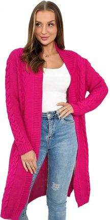 Sweter Kardigan splot warkocz fuksja