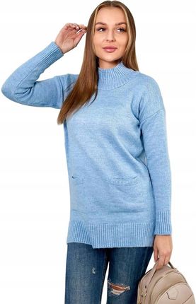 Sweter ze stójką błękitny