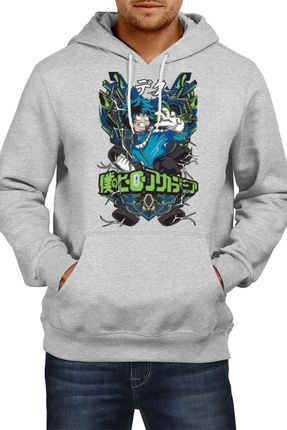 Izuku Midoriya Herren Kapuzenpullover Bluzy Anime Manga Comics Japan Animation, Man S / Grau