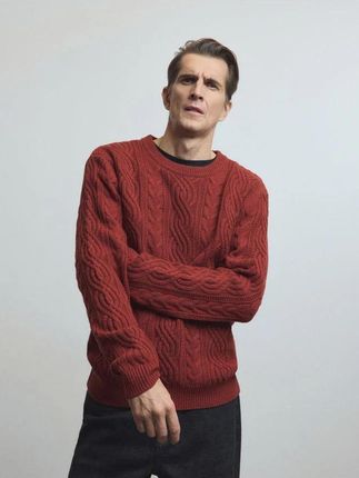 Reserved - Sweter z wełną - intenstywna czerwień