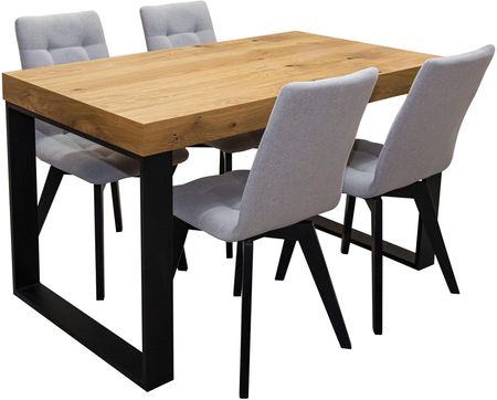 Zestaw Mebli: Stół Rozkładany Sj51 140/80 + 40 Cm Wkładka + 4 Krzesła Kw110