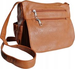 Zdjęcie BRAZOWA SREDNIA TOREBKA Z WIELOMA KIESZENIAMI MODNA LISTONOSZKA NA RAMIE A5 - Tarczyn