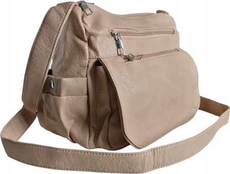 BRAZOWA SREDNIA TOREBKA Z WIELOMA KIESZENIAMI MODNA LISTONOSZKA NA RAMIE A5