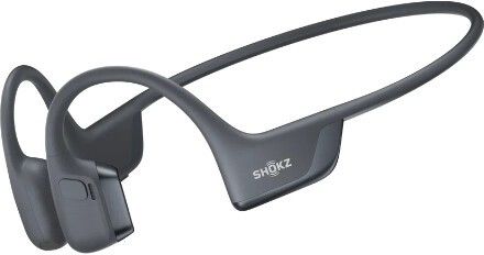 Czarne słuchawki kostne Shokz OpenRun Pro 2 z tytanowym pałąkiem na kark