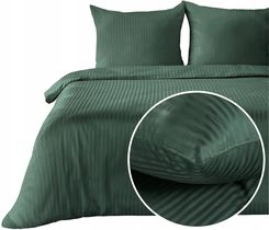 Zdjęcie Pościel satynowa VERA 200x220 Eurofirany ciemnozielona w prążki - Kalisz Pomorski