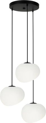 Candellux Stones Lampa Wisząca Talerz Czarny 20Cm 3X40W E27 Klosz Biały 33-35172 (3335172)