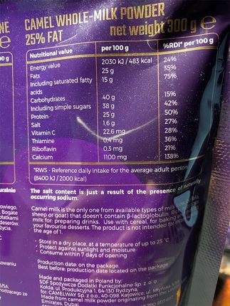 Camelway Mleko Wielbłądzie W Proszku 300g - zdjęcie 4
