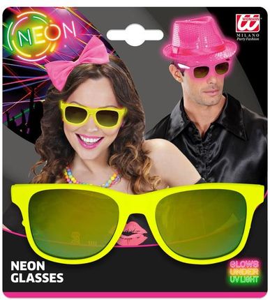 Widmann Okulary Żółte Neonowe Lata 80 90 - zdjęcie 2