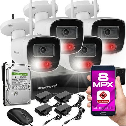 Zestaw monitoringu bezprzewodowego WiFi - 4 kamery 8 Mpx, IR + światło LED, z mikrofonem WIFI-KIT-4CH-8M-II-L