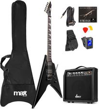 Zestaw: Gitara elektryczna GigKit czarna+ wzmacniacz tuner pokrowiec kostki struny