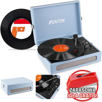 Gramofon w walizce RP118E z wejściem/wyjściem BT Fenton niebieski