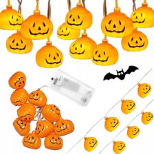 Zdjęcie Lampki Dynie 10 Led Wiszące Halloween 200Cm Świecąca Dekoracja Ozdoba Dynia - Wrocław