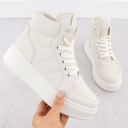 Buty sportowe wysokie za kostkę beżowe NEWS 8166