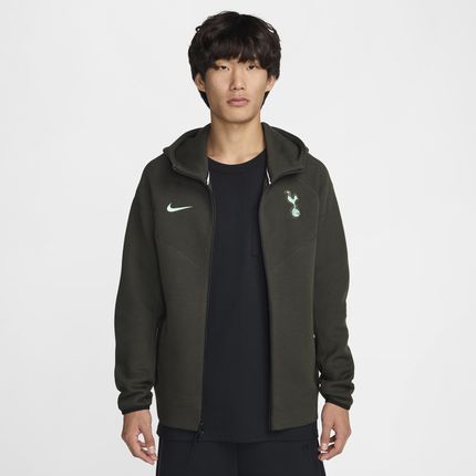 Męska kurtka piłkarska z zamkiem na całej długości Nike Tottenham Hotspur Tech Fleece Windrunner (wersja trzecia) - Zieleń