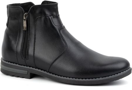 Buty męskie skórzane zimowe sztyblety ocieplane 887K czarne