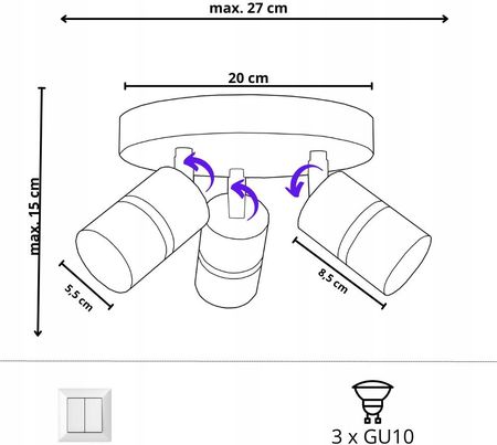 Lampa Sufitowa Beżowa Plafon Koło Tuby Złoty Gu10 Led Spot (Fl4167) - zdjęcie 3