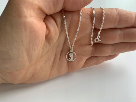 Abrasar Srebrny Łańcuszek Komunijny Medalik Matka Boska Na Komunię Dla Dziewczynki - zdjęcie 5