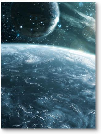 Mieszkomieszko Plakat Na Ścianę Do Biura Kosmiczna Wizja Z Planetami I Gwiazdami Niebiesko-Biały 40x50cm