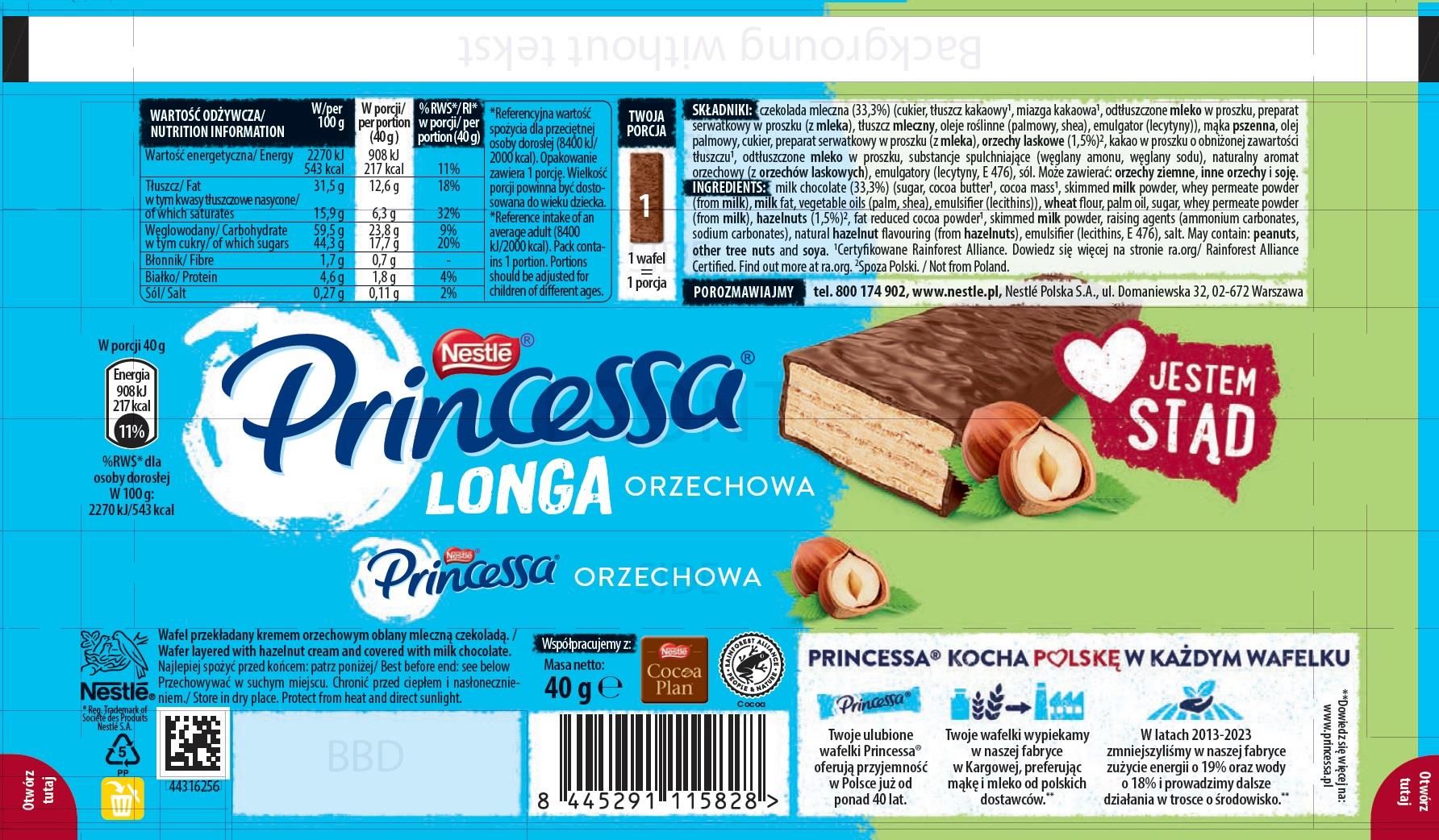 Princessa Princessa Longa Orzechowa 40g - Ceny i opinie - Ceneo.pl