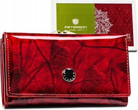 Peterson portfel damski skórzany modny na zatrzask duża pojemność Rfid Stop