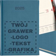 Kalendarz Dzienny A5 Terminarz 2025 Książkowy Z Grawerem Logo Niebieski - zdjęcie 1