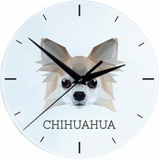 Art Dog Chihuahua Długowłosy Szklany Zegar Ścienny Wiszący Z Geometrycznym Psem (16553906246)