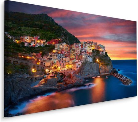 Muralo Obraz Miasto Manarola Włochy Nowoczesna Ozdoba Ścienna Krajobraz Pejzaż Dekor 3D 40X30Cm