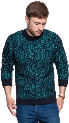 MĘSKI SWETER WRANGLER JACQUARD KNIT DARK NAVY W8641QHAE