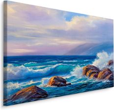 Muralo Obraz Do Salonu Fale Skały Morze Niebo Widok Ozdoba Scienna Ekskluzywna 3D 120X80Cm