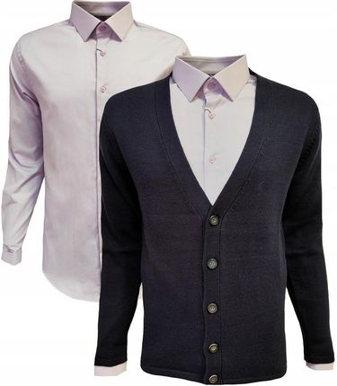 SWETER MĘSKI ROZPINANY NA GUZIKI GRANAT XXL