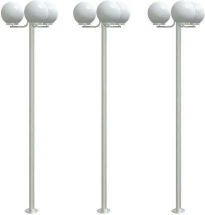 vidaXL Stojące Lampy Ogrodowe 3 Szt Srebrne 215cm Stal Nierdzewna 4006390 - zdjęcie 2