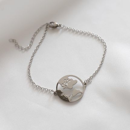 Otien Bransoletka damska srebrna kula ziemska ze stali jubilerskiej