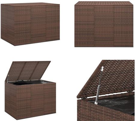 vidaXL Skrzynia Na Poduszki Ogrodowe Pe Rattan 145X100X103cm Brązowy