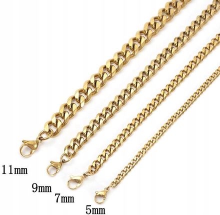 Łańcuszek pancerka ze stali tytanowej chirurgicznej 55cm Złoty 11mm - zdjęcie 2