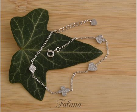 Falana Bransoleta srebrna z symbolami Karo Trefl Kier Pik b1176 - 2,1 g. (FALB1176) - zdjęcie 2