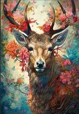 Zdjęcie Malowanie Po Numerach Jeleń Z Motylami 50x40 CM Z Ramą Kreatywne - Czeladź