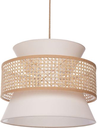Beliani Lampa Wisząca Naturalny Z Beżowym Poliester Rattan Klosz Boho Oświetlenie Do Salonu Jadalni