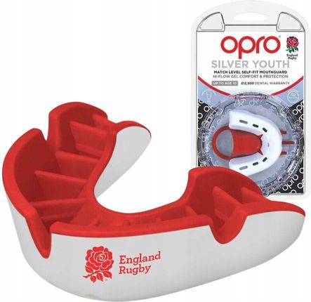 Opro Ochraniacz Na Zęby Silver Rugby League Biały/Czerwony
