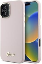 Guess Guhcp16Msmbslp Iphone 16 Plus 6 7 Różowy Pink Hardcase Silicone Script Metal Logo Frame