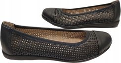 ażurowe Baleriny Caprice skóra-komfort 22151-42 814 granat r38