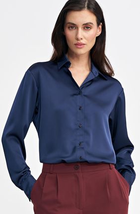 Satynowa koszula body - granat - K80 (kolor granat, rozmiar 42)