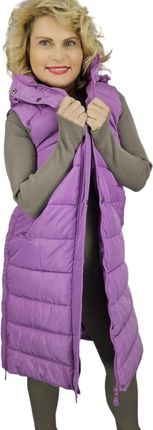 Długi damski bezrękawnik kamizelka pikowana z kapturem TORI